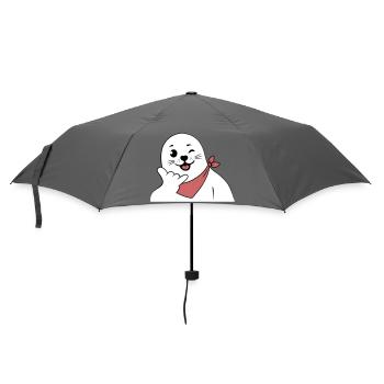 Winking Seal Wearing a Bandana Throwing Shaka Sign - Umbrella (small) - grey - Front