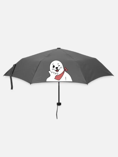 Phoque clignant de l’œil portant un bandana Signe shaka lancé - Parapluie standard - bruyère