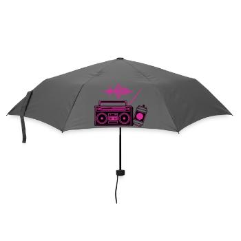 Neon Boombox Radio Grafik - Regenschirm (klein) - Grau - Vorne