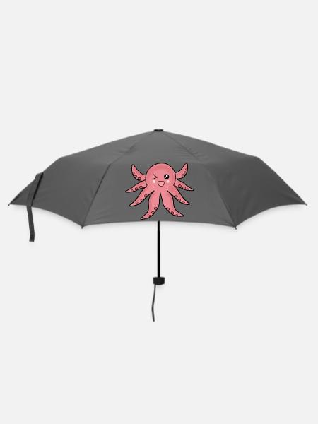 Kawaii Tiere Oktopus - Regenschirm (klein) - Grau
