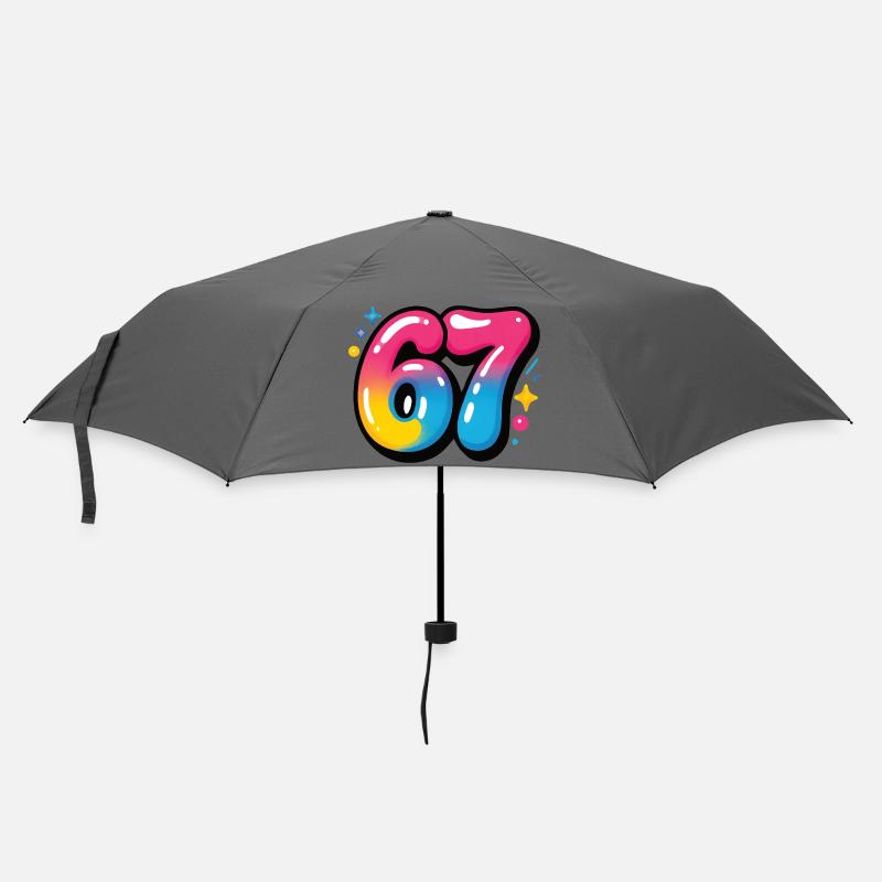67 bunt sechs sieben bunte Luftballons - Regenschirm (klein) - Grau