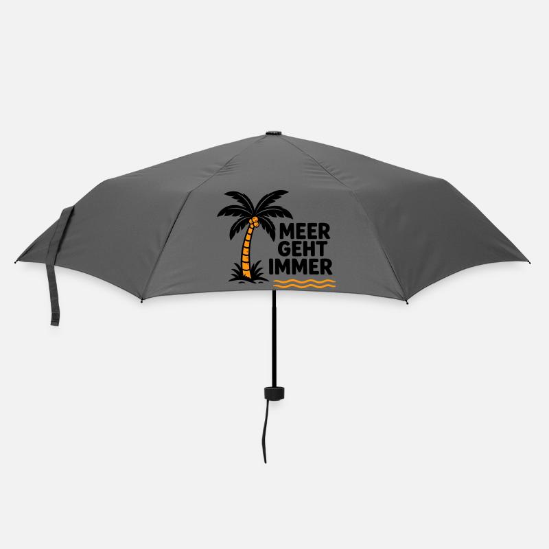 Orangen Palme am Meer - Regenschirm (klein) - Grau