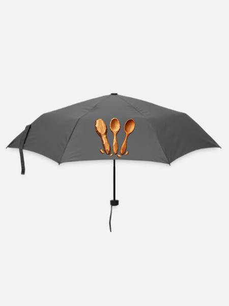Vom Löffelleeren zum fertigen Holzlöffel - Regenschirm (klein) - Grau