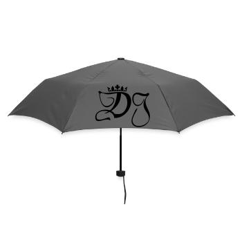 DJ- Discjockey- Monogramm mit Krone - Regenschirm (klein) - Grau - Hinten