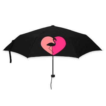 forme coeur j'aime amour silhouette contour flamant - Parapluie standard - noir - Devant