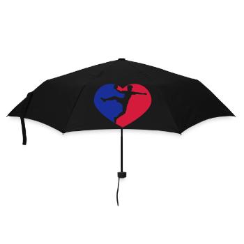 rot blau liebe herz silhouette umriss handball bal - Regenschirm (klein) - Schwarz - Vorne