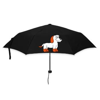 Dog Stands Cute Little Happy Puppy Pet - Umbrella (small) - black - Front