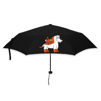 Hund Katze Zwei Freunde Team Kätzchen 2 Duo Crew - Regenschirm (klein) - Schwarz - Vorne