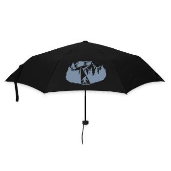 Aliens Bigfoot Kidnapping UFO - Umbrella (small) - black - Front