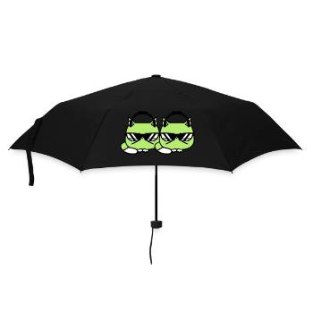 2 DJ Katzen Team Freunde Tiere Haustier Kätzchen - Regenschirm (klein) - Schwarz - Vorne