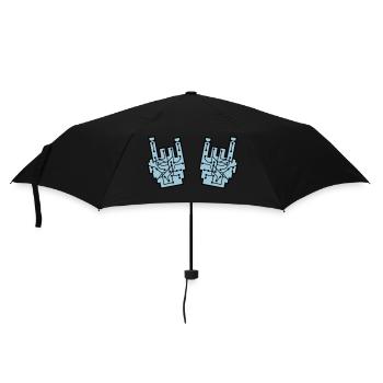 Nerd Geek Heavy Metal Rock Schaltkreise Handgeste - Regenschirm (klein) - Schwarz - Vorne