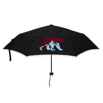 Brown Bear Silhouette Mountains - Umbrella (small) - black - Front