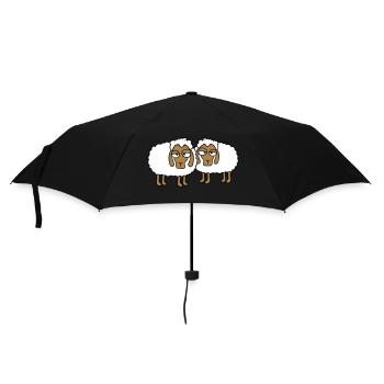 2 sheep tired bored look sheep team cute - Umbrella (small) - black - Front