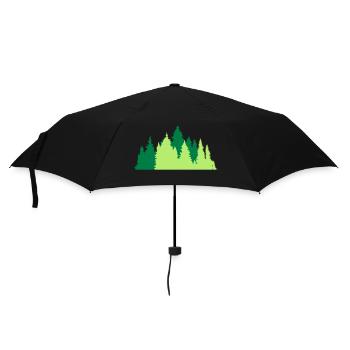 nadelwald baeume wald nadelbaum forst silhouette f - Regenschirm (klein) - Schwarz - Vorne