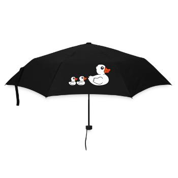 3 Enten Familie Mama Mutter zwei Kinder Baby Papa - Regenschirm (klein) - Schwarz - Vorne