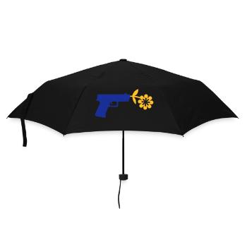 Pistole mit Blume als Friedenszeichen - Regenschirm (klein) - Schwarz - Vorne