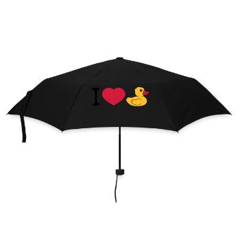 love i love heart squeaky duck rubber duck bath duck - Umbrella (small) - black - Front