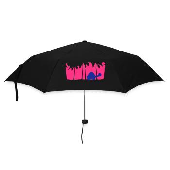 Cute Turtle Walking Palm Trees Silhouette Vacation - Umbrella (small) - black - Front