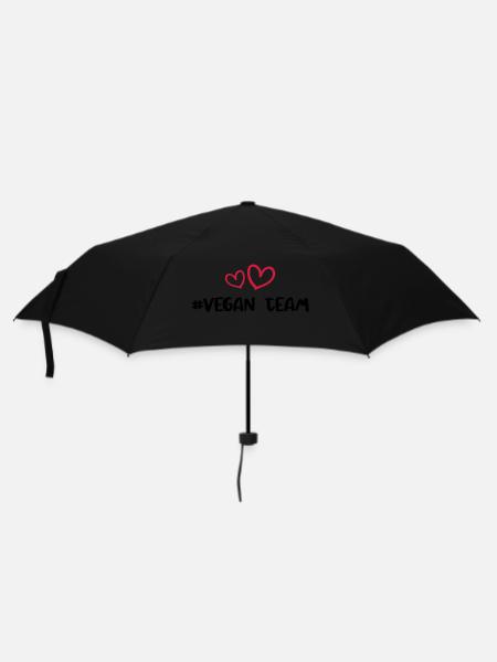 Vegan Team Herz - Regenschirm (klein) - Schwarz
