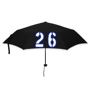 26 Zahl Symbol - Regenschirm (klein) - Schwarz - Vorne