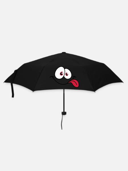 Lächelndes Comic Gesicht Cool Zunge Rausstrecken - Regenschirm (klein) - Schwarz