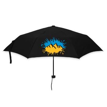 Bunt Farbklecks Berge Tropfen - Regenschirm (klein) - Schwarz - Vorne