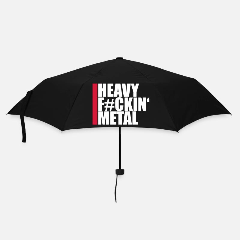 Heavy F#ckin' Metal Hard Rock Musik Text Spruch - Regenschirm (klein) - Schwarz