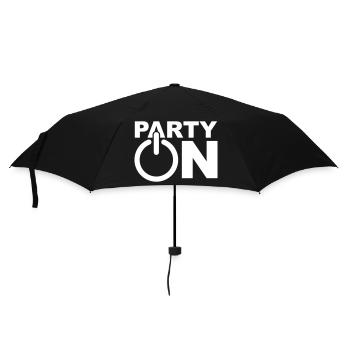 Party On Play An Symbol Anschalten Techno DJ Musik - Regenschirm (klein) - Schwarz - Vorne