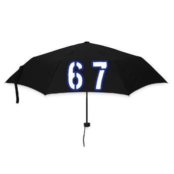 67 Zahl Symbol - Regenschirm (klein) - Schwarz - Vorne