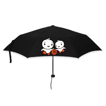 2 Birds Playing Basketball Together Fun Sports Cute - Umbrella (small) - black - Front