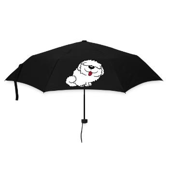 Lustiger Bobtail Hund - Regenschirm (klein) - Schwarz - Vorne