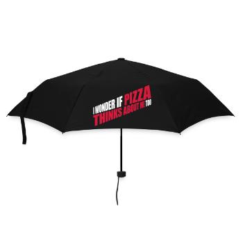 pizza thinks about me - Regenschirm (klein) - Schwarz - Vorne