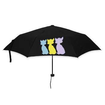 3 Sitting Cats Three Colorful Friends Silhouettes - Umbrella (small) - black - Front