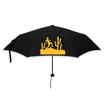 Cacti Desert Man Running Fast Funny Running Fun - Umbrella (small) - black - Front