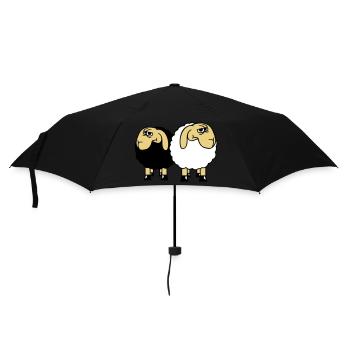2 Schafe Gucken Skeptisch Beleidigte Freunde Team - Regenschirm (klein) - Schwarz - Vorne