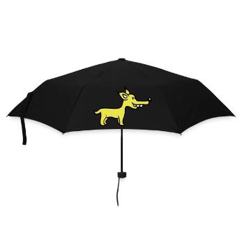Hund Steht Süß Kleiner Glücklicher Welpe Haustier - Regenschirm (klein) - Schwarz - Vorne