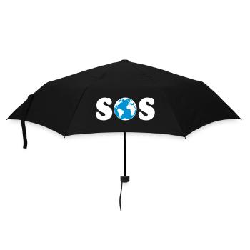 SOS – Earth Day / Climate Change (W / 2C / SVG) - Umbrella (small) - black - Front