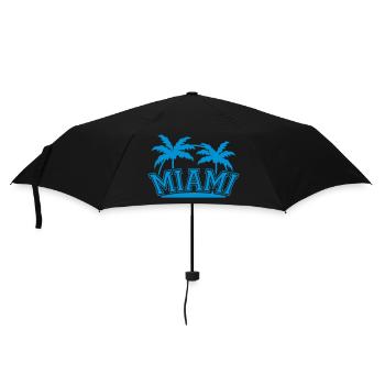 Miami USA 2 Palmen Strand Sonne Amerika Reise Cool - Regenschirm (klein) - Schwarz - Vorne