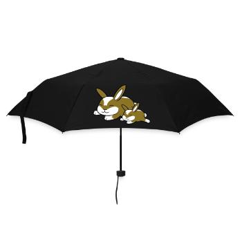 2 bunnies sleeping dad mom child mother lying tired - Umbrella (small) - black - Front