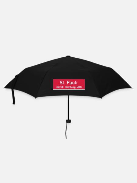 St. Pauli Hamburg Bezirksschild - Regenschirm (klein) - Schwarz