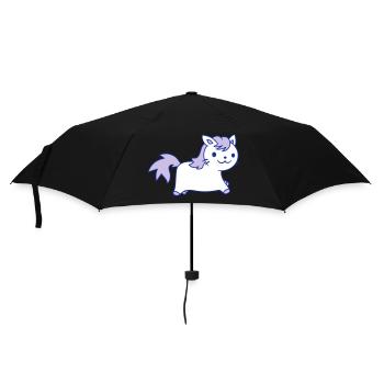 Kleine Pony Katze Gesicht Pferdchen Pferd Reitet - Regenschirm (klein) - Schwarz - Vorne