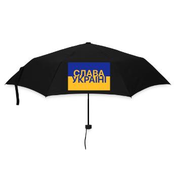 Ukraine Flagge Spruch Slava Ukraini auf ukrainisch - Regenschirm (klein) - Schwarz - Vorne
