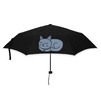 Katze schlafend liegend Comic - Regenschirm (klein) - Schwarz - Vorne