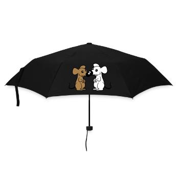 2 Mäuse Paar Verliebt Valentinstag Nasen berühren - Regenschirm (klein) - Schwarz - Vorne