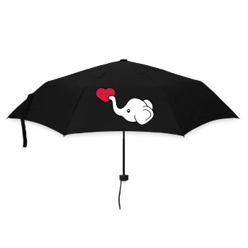 elefant kopf herz liebe schenken verliebt sitzend - Regenschirm (klein) - Schwarz - Vorne