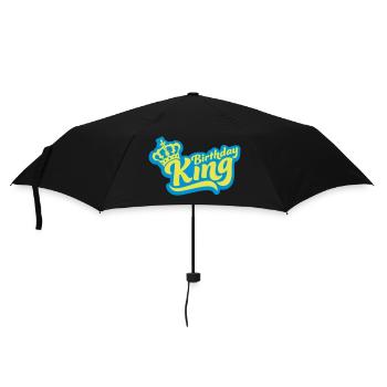 Zitat Birthday King Krone - Regenschirm (klein) - Schwarz - Vorne