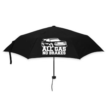All Gas No Brakes Spruch Liebe Rennauto Fahren - Regenschirm (klein) - Schwarz - Vorne