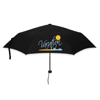 Vacation Spruch Text Sonne Strand Schriftzug Logo - Regenschirm (klein) - Schwarz - Vorne