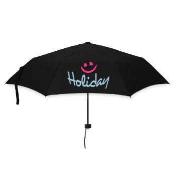 Holiday Smiling Face Travel Holiday Saying - Umbrella (small) - black - Front