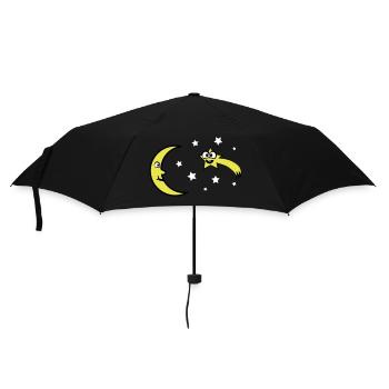 Mond und Sterne - Regenschirm (klein) - Schwarz - Vorne